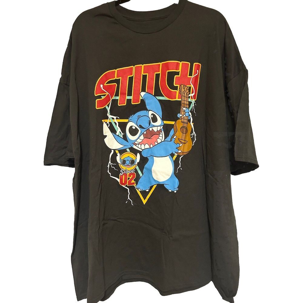 Disney Stitch "Hangry" Brown Short Sleeve Cotton Mens Size XL Tee Shirt‎ NEW